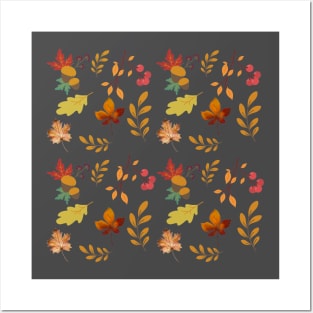 Fall Autumn Leaves Pattern Posters and Art